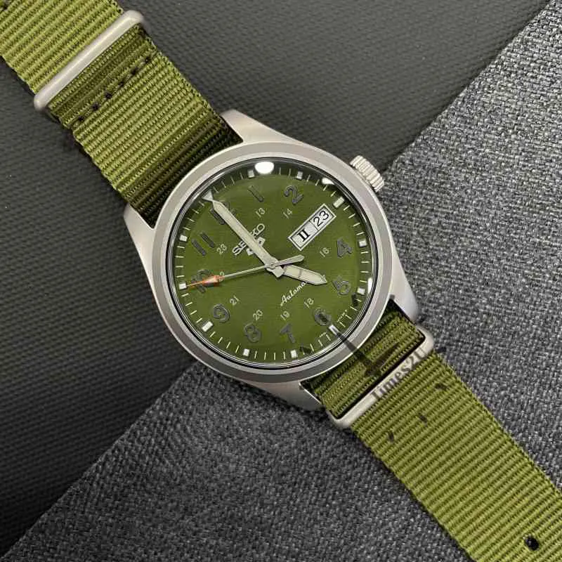 Seiko 5 Sports Field Green Dial Automatic Nylon Watch- SRPG33